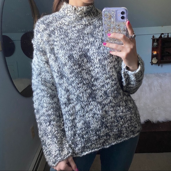 Vintage Chunky Hand Knit Mock Neck Sweater - Picture 13 of 16